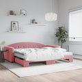 vidaXL Sofa rozsuwana z materacami, różowa, 100x200 cm, aksamit