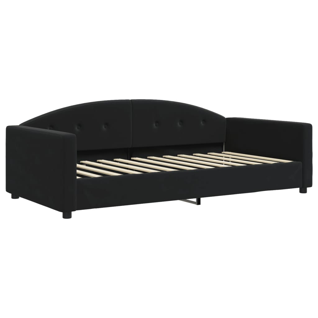 vidaXL Sofa rozsuwana z materacami, czarna, 100x200 cm, aksamit