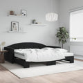 vidaXL Sofa rozsuwana z materacami, czarna, 100x200 cm, aksamit
