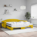 vidaXL Sofa rozsuwana z materacami, żółta, 100x200 cm, aksamit