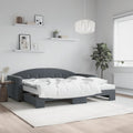 vidaXL Sofa rozsuwana z materacami, ciemnoszara, 90x190 cm, aksamit