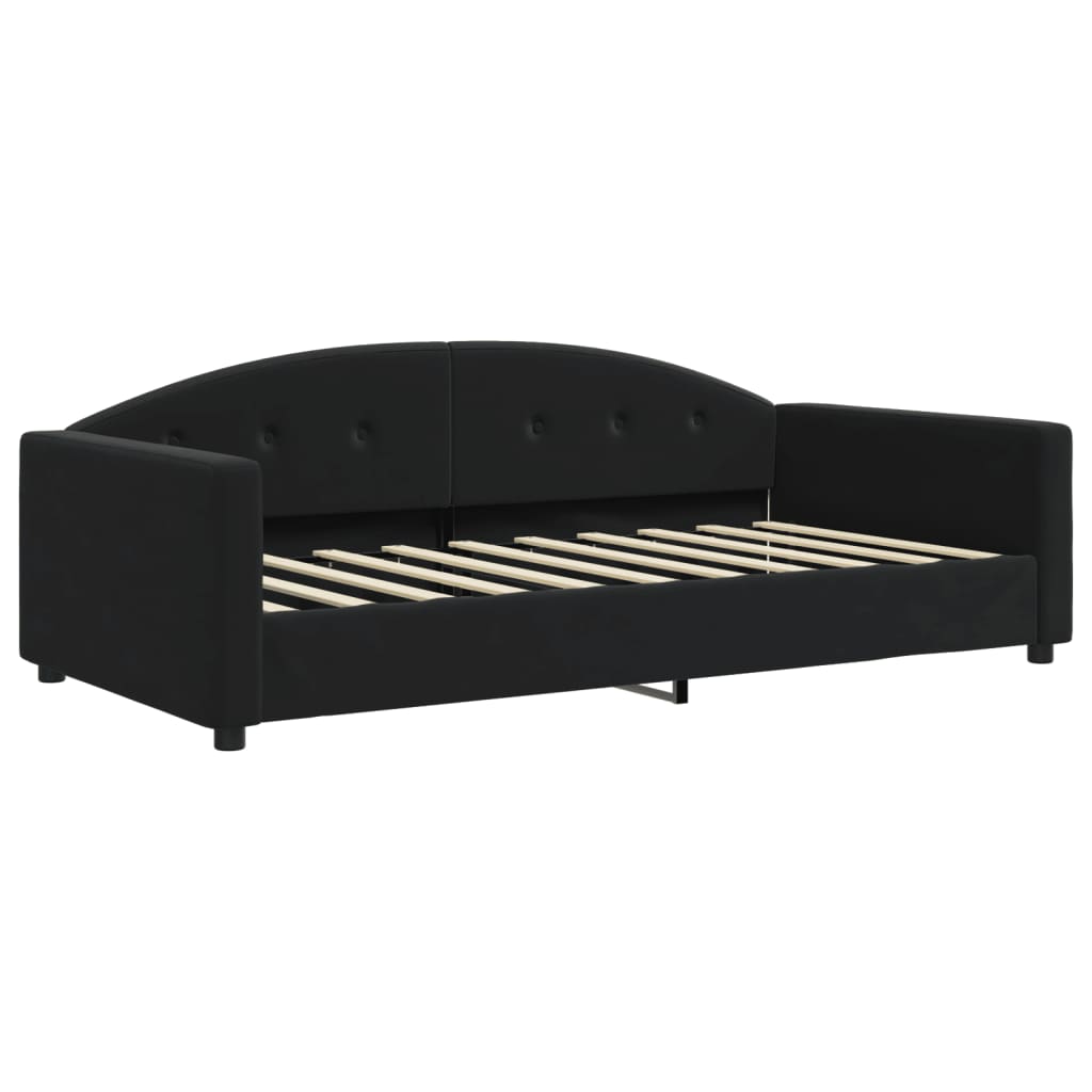 vidaXL Sofa rozsuwana z materacami, czarna, 90x190 cm, aksamit