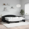 vidaXL Sofa rozsuwana z materacami, czarna, 90x190 cm, aksamit