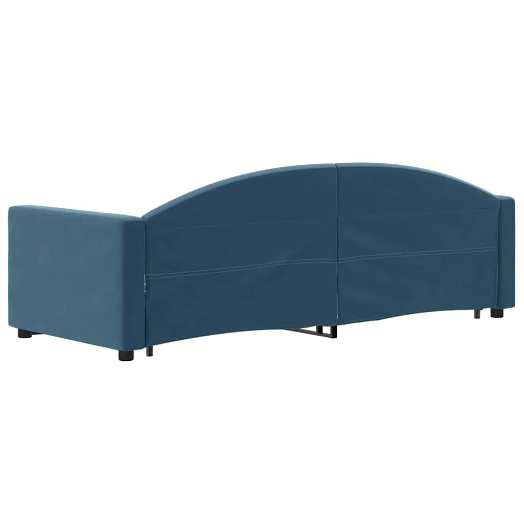 vidaXL Sofa rozsuwana z szufladami, niebieska, 80x200 cm, aksamit