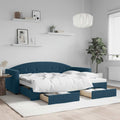 vidaXL Sofa rozsuwana z szufladami, niebieska, 80x200 cm, aksamit