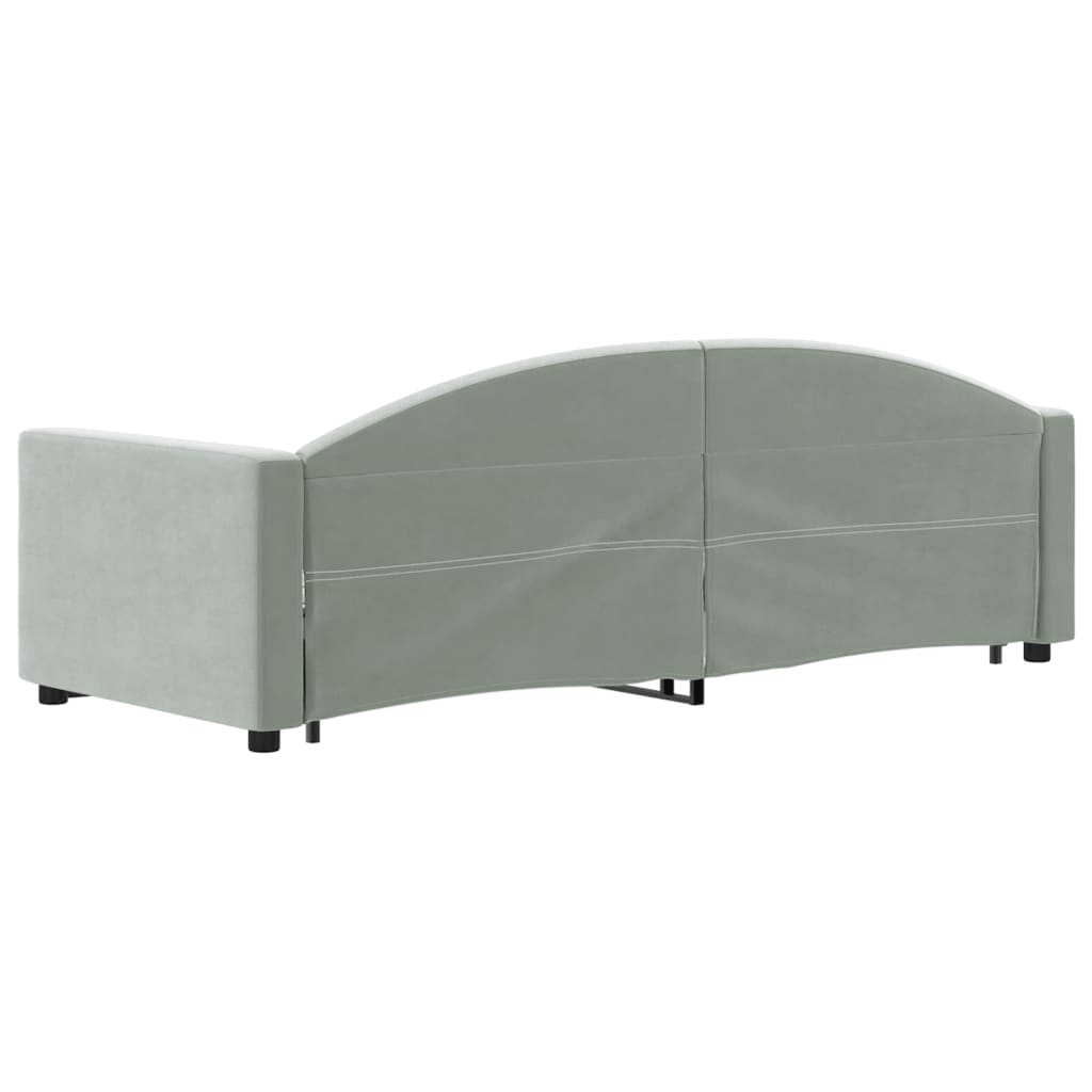 vidaXL Sofa rozsuwana z szufladami, jasnoszara, 80x200 cm, aksamit