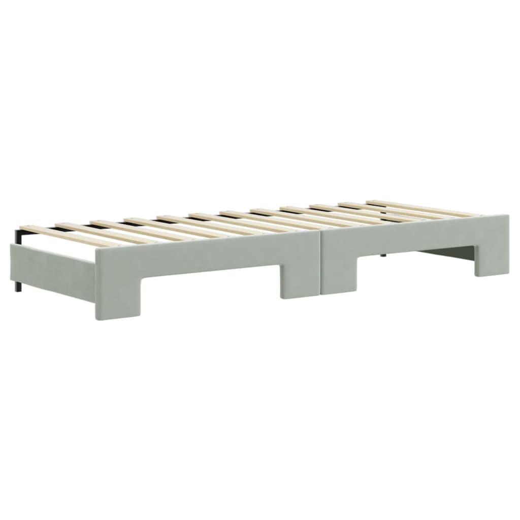 vidaXL Sofa rozsuwana z szufladami, jasnoszara, 80x200 cm, aksamit