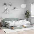 vidaXL Sofa rozsuwana z szufladami, jasnoszara, 80x200 cm, aksamit