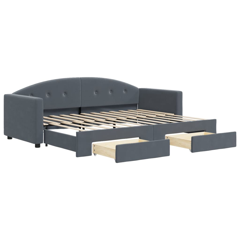 vidaXL Sofa rozsuwana z szufladami, ciemnoszara, 80x200 cm, aksamit