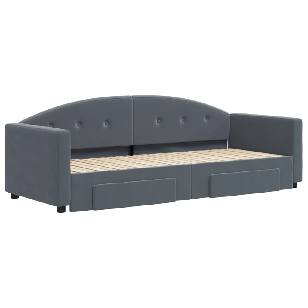 vidaXL Sofa rozsuwana z szufladami, ciemnoszara, 80x200 cm, aksamit