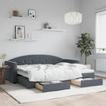 vidaXL Sofa rozsuwana z szufladami, ciemnoszara, 80x200 cm, aksamit