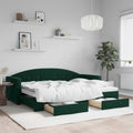 vidaXL Sofa rozsuwana z szufladami, ciemnozielona, 80x200 cm, aksamit