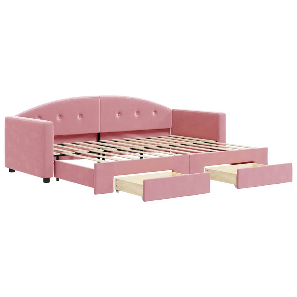 vidaXL Sofa rozsuwana z szufladami, różowa, 80x200 cm, aksamit