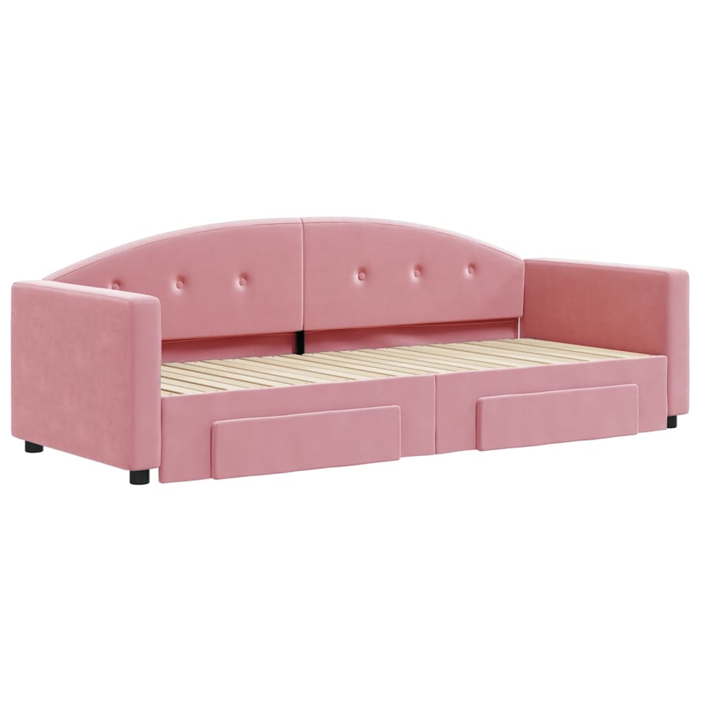 vidaXL Sofa rozsuwana z szufladami, różowa, 80x200 cm, aksamit