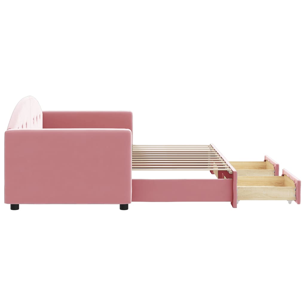 vidaXL Sofa rozsuwana z szufladami, różowa, 80x200 cm, aksamit