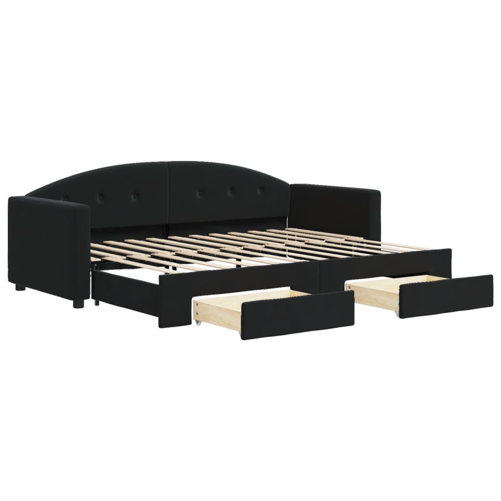 vidaXL Sofa rozsuwana z szufladami, czarna, 80x200 cm, aksamit
