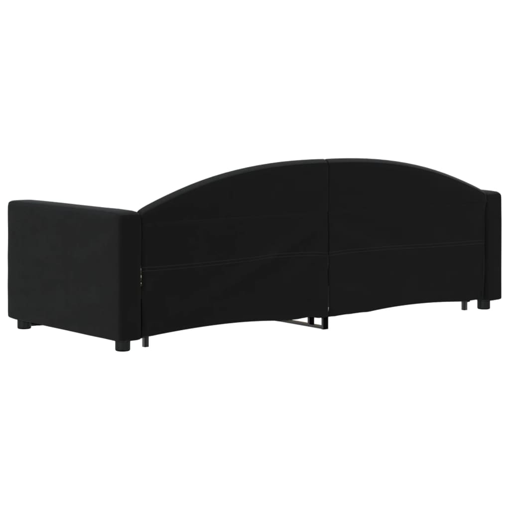 vidaXL Sofa rozsuwana z szufladami, czarna, 80x200 cm, aksamit