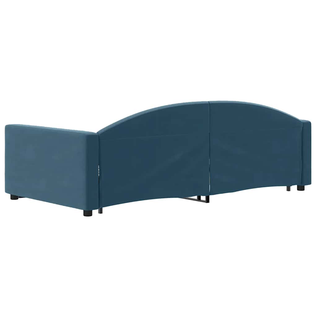 vidaXL Sofa rozsuwana z szufladami, niebieska, 90x200 cm, aksamit