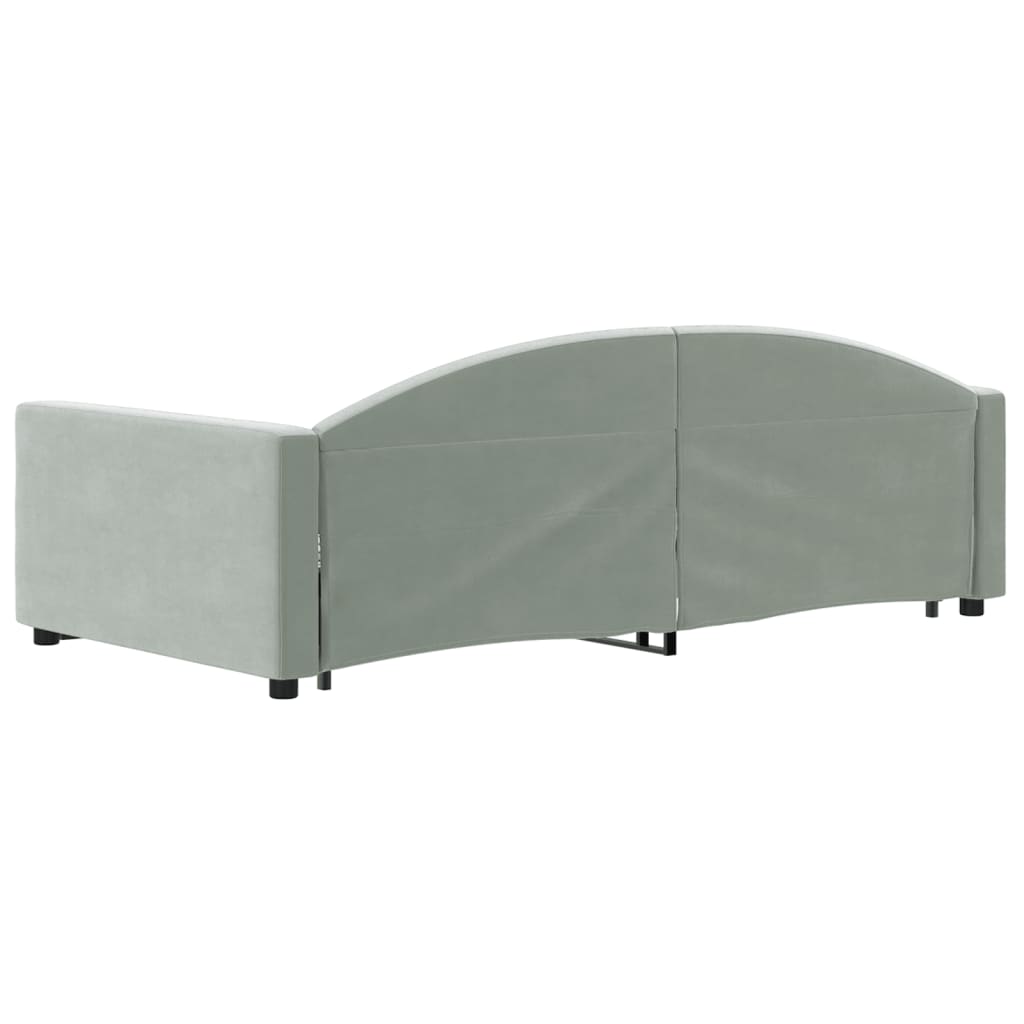 vidaXL Sofa rozsuwana z szufladami, jasnoszara, 90x200 cm, aksamit