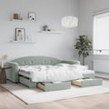 vidaXL Sofa rozsuwana z szufladami, jasnoszara, 90x200 cm, aksamit