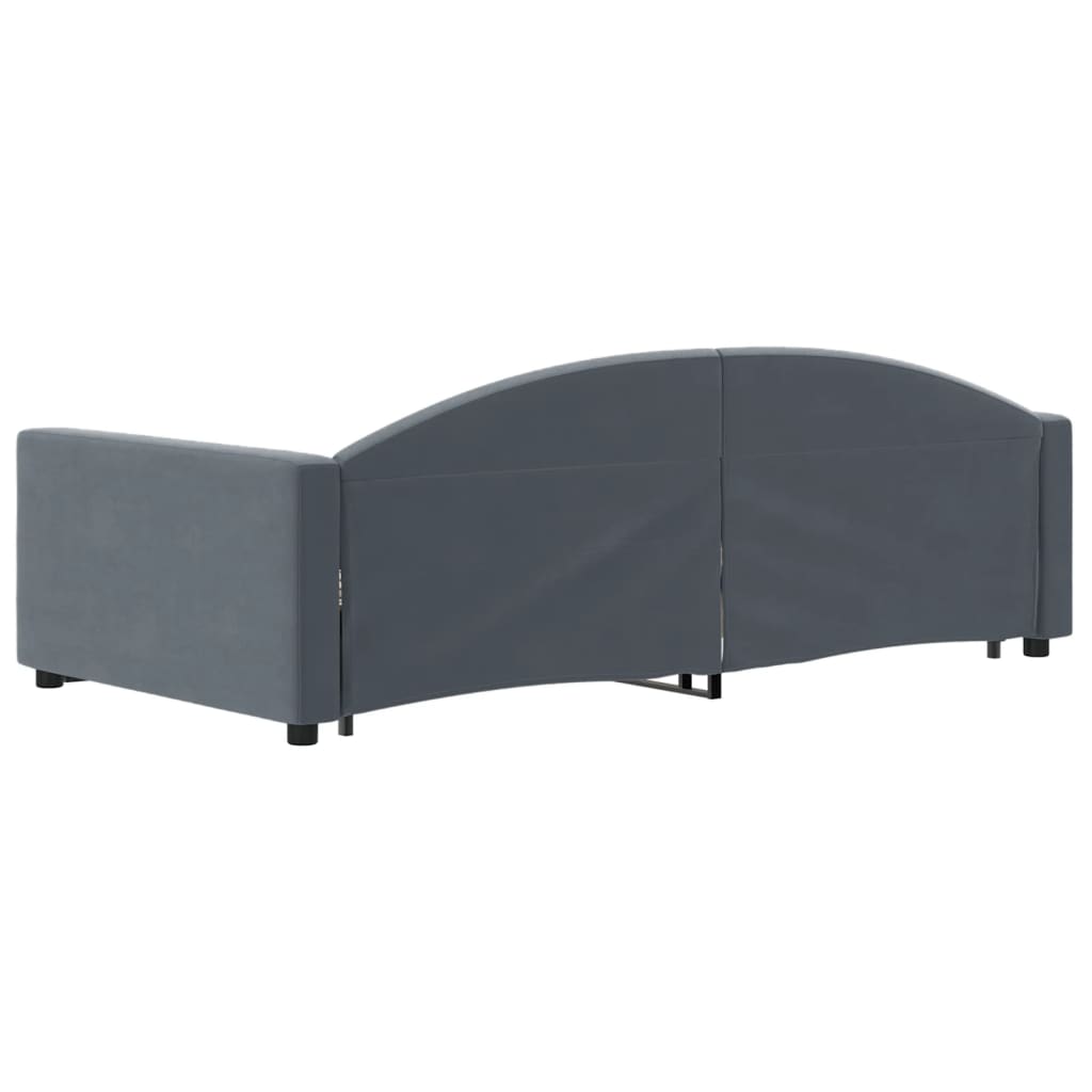 vidaXL Sofa rozsuwana z szufladami, ciemnoszara, 90x200 cm, aksamit
