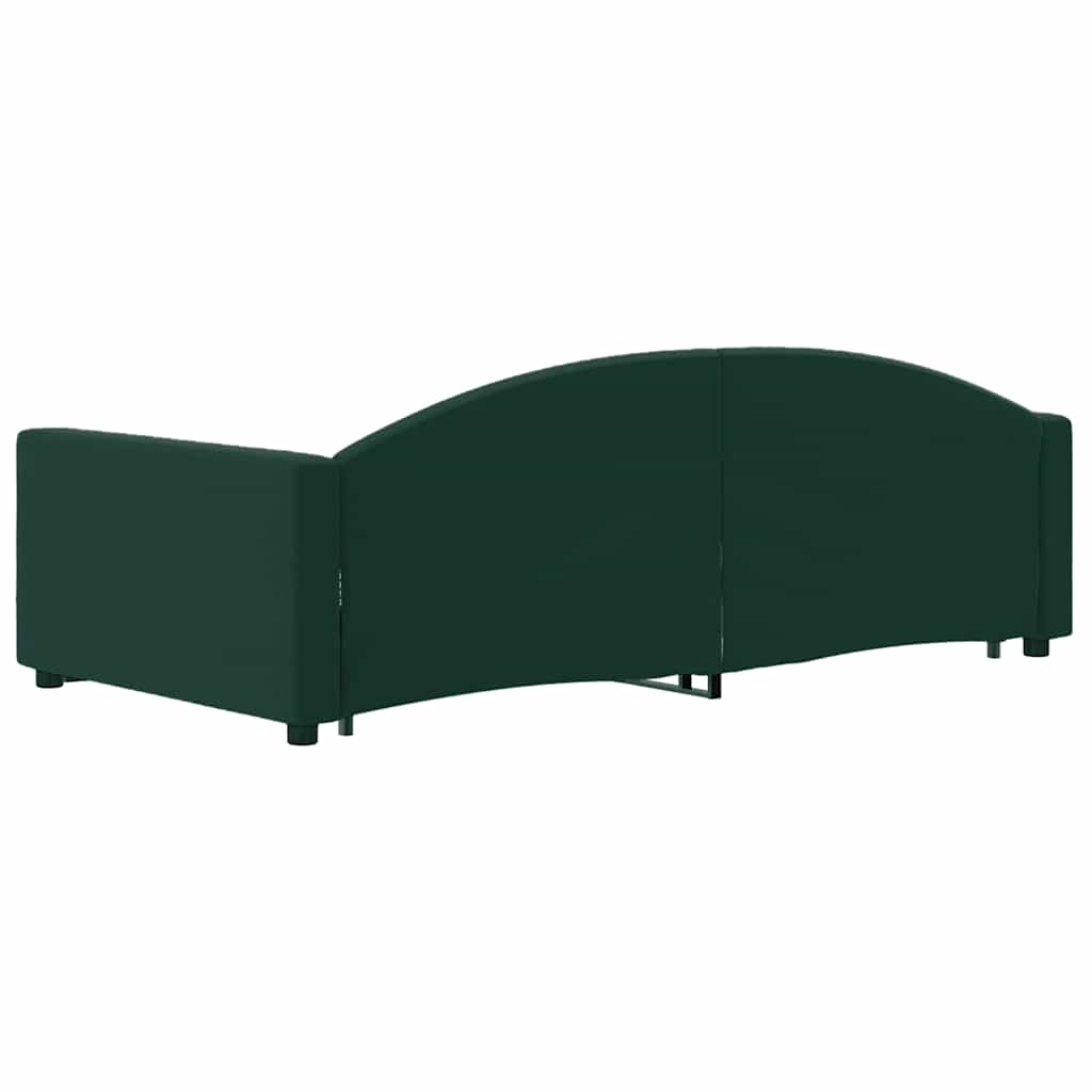 vidaXL Sofa rozsuwana z szufladami, ciemnozielona, 90x200 cm, aksamit