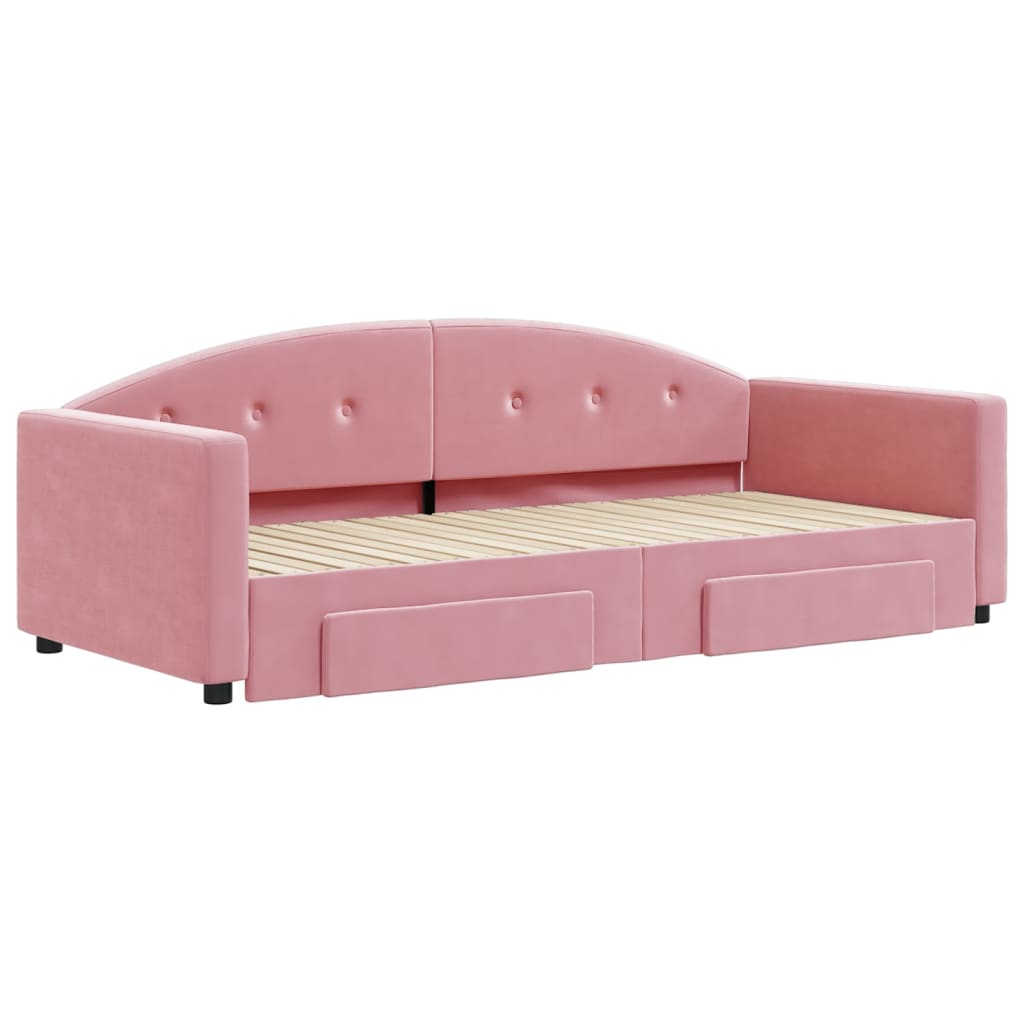 vidaXL Sofa rozsuwana z szufladami, różowa, 90x200 cm, aksamit