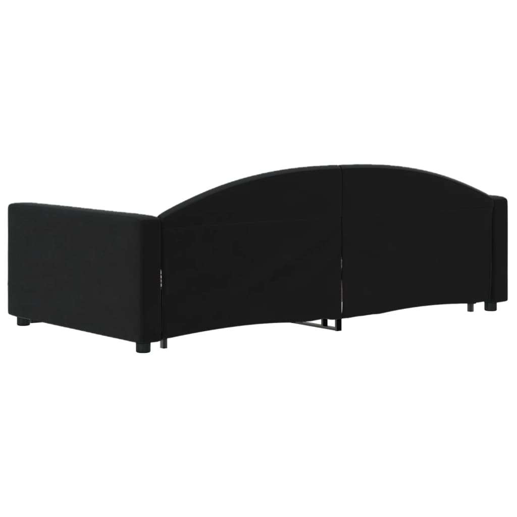 vidaXL Sofa rozsuwana z szufladami, czarna, 90x200 cm, aksamit