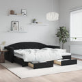 vidaXL Sofa rozsuwana z szufladami, czarna, 90x200 cm, aksamit