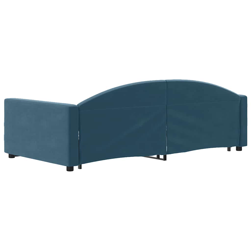 vidaXL Sofa rozsuwana z szufladami, niebieska, 100x200 cm, aksamit