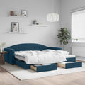 vidaXL Sofa rozsuwana z szufladami, niebieska, 100x200 cm, aksamit