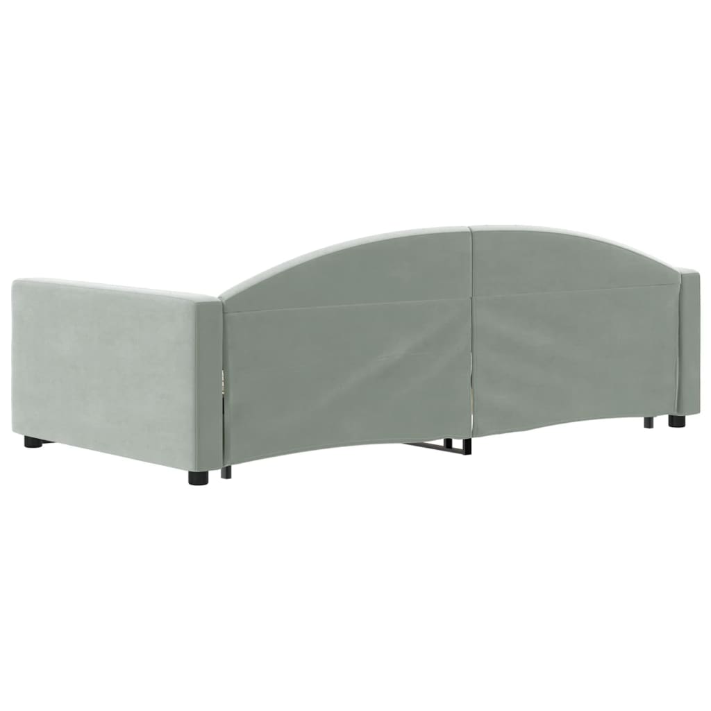vidaXL Sofa rozsuwana z szufladami, jasnoszara, 100x200 cm, aksamit