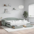 vidaXL Sofa rozsuwana z szufladami, jasnoszara, 100x200 cm, aksamit