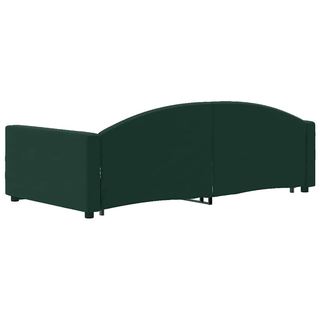 vidaXL Sofa rozsuwana z szufladami, ciemnozielona, 100x200 cm, aksamit