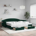 vidaXL Sofa rozsuwana z szufladami, ciemnozielona, 100x200 cm, aksamit