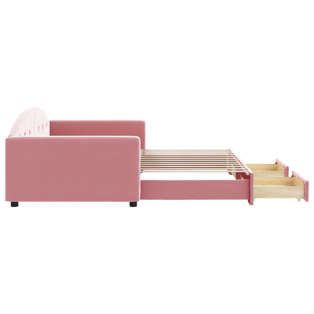 vidaXL Sofa rozsuwana z szufladami, różowa, 100x200 cm, aksamit