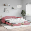 vidaXL Sofa rozsuwana z szufladami, różowa, 100x200 cm, aksamit