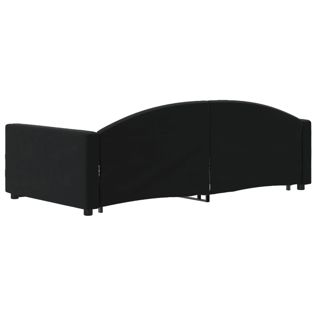 vidaXL Sofa rozsuwana z szufladami, czarna, 100x200 cm, aksamit
