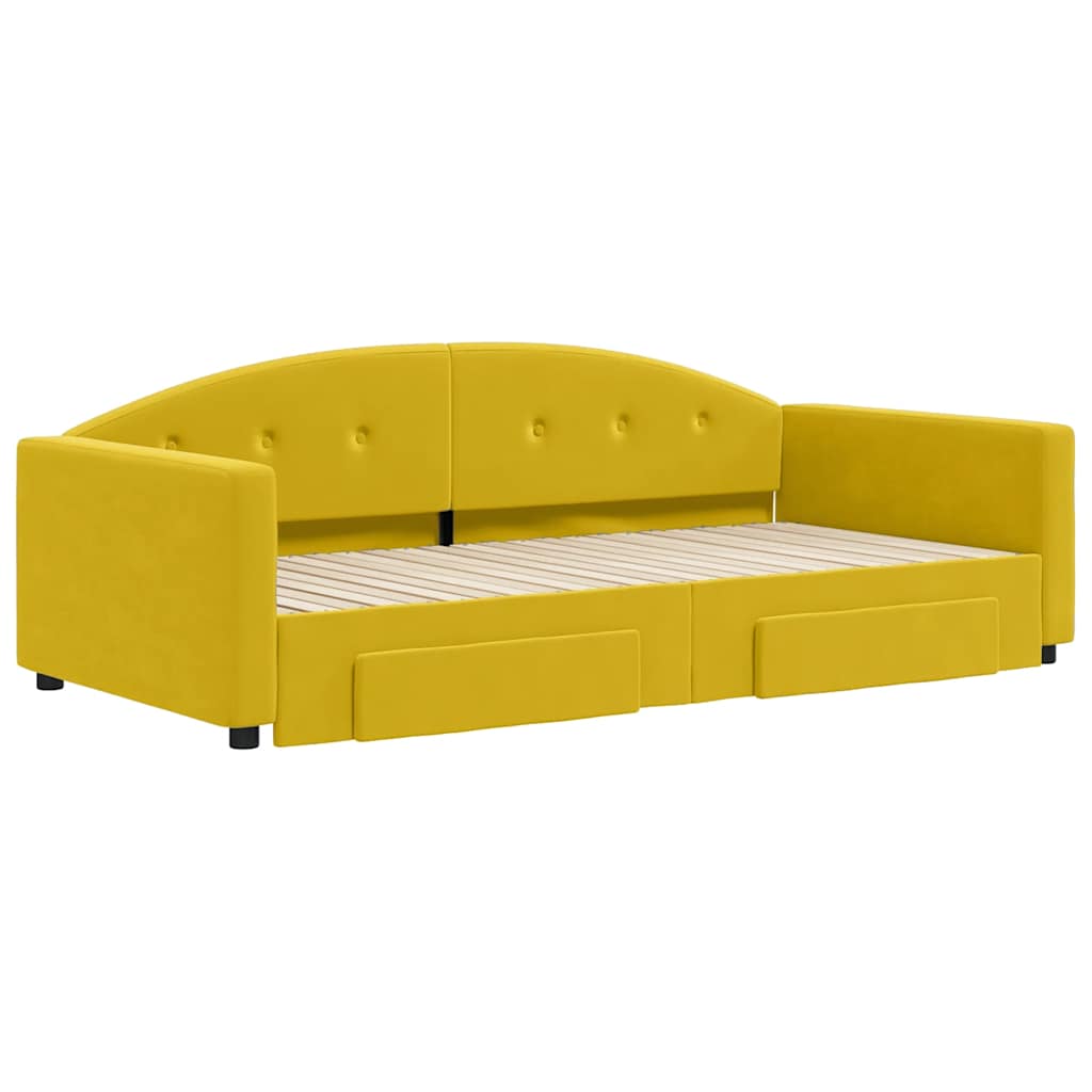 vidaXL Sofa rozsuwana z szufladami, żółta, 100x200 cm, aksamit