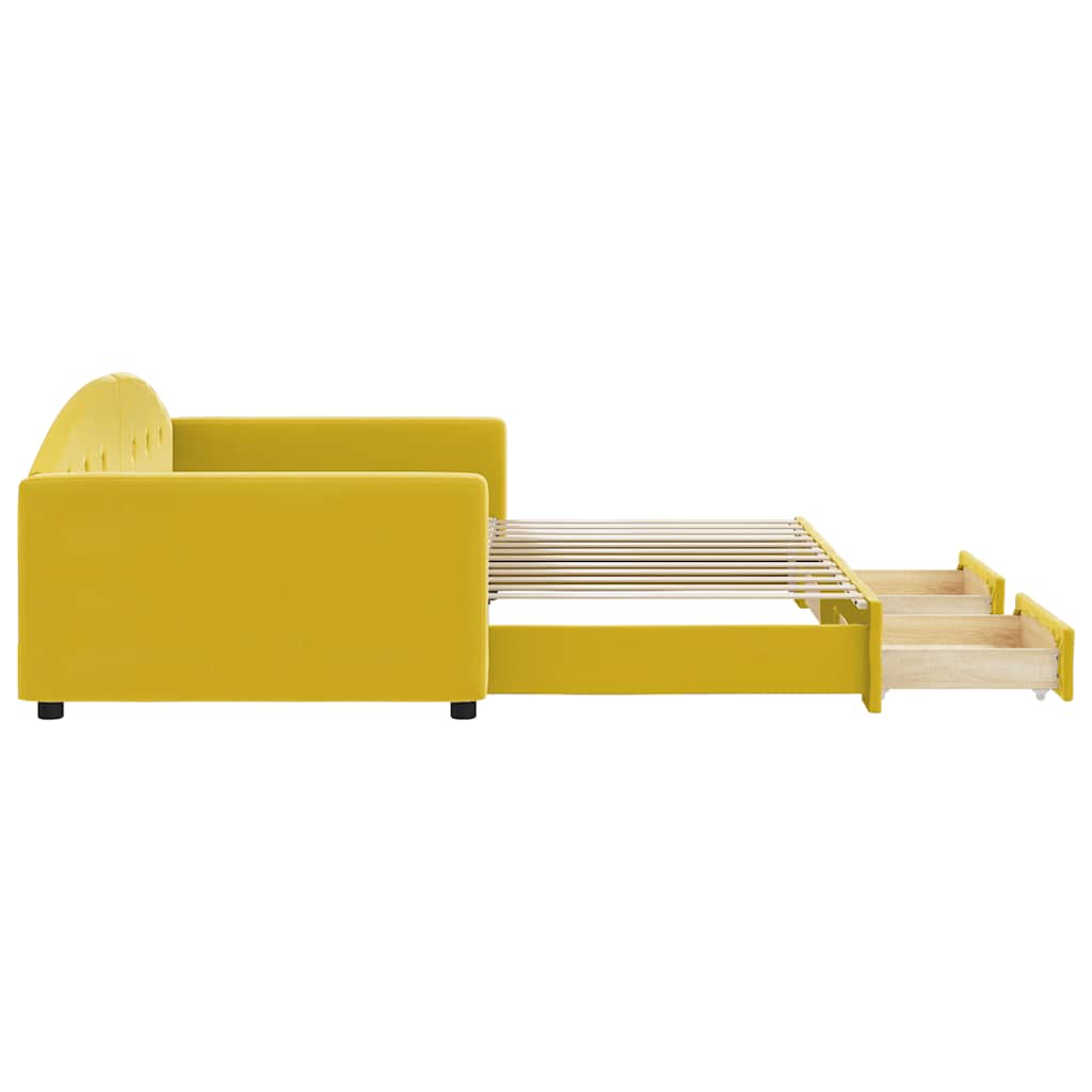vidaXL Sofa rozsuwana z szufladami, żółta, 100x200 cm, aksamit