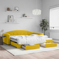 vidaXL Sofa rozsuwana z szufladami, żółta, 100x200 cm, aksamit
