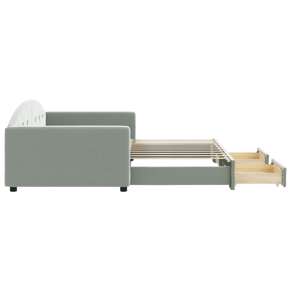 vidaXL Sofa rozsuwana z szufladami, jasnoszara, 90x190 cm, aksamit