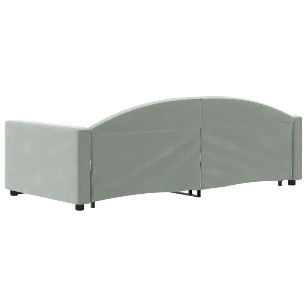 vidaXL Sofa rozsuwana z szufladami, jasnoszara, 90x190 cm, aksamit