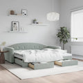 vidaXL Sofa rozsuwana z szufladami, jasnoszara, 90x190 cm, aksamit