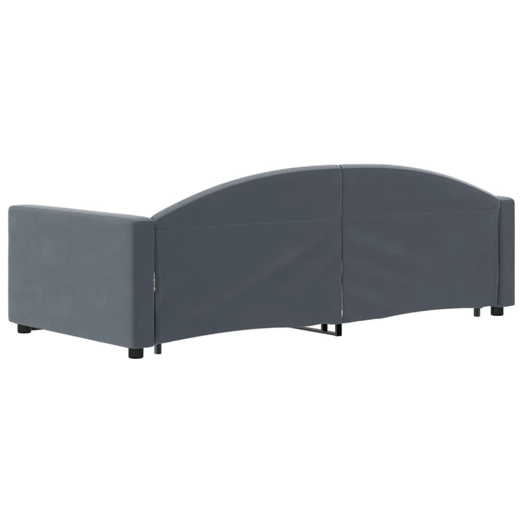 vidaXL Sofa rozsuwana z szufladami, ciemnoszara, 90x190 cm, aksamit