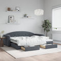 vidaXL Sofa rozsuwana z szufladami, ciemnoszara, 90x190 cm, aksamit