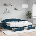vidaXL Sofa rozsuwana z szufladami, niebieska, 80x200 cm, aksamit