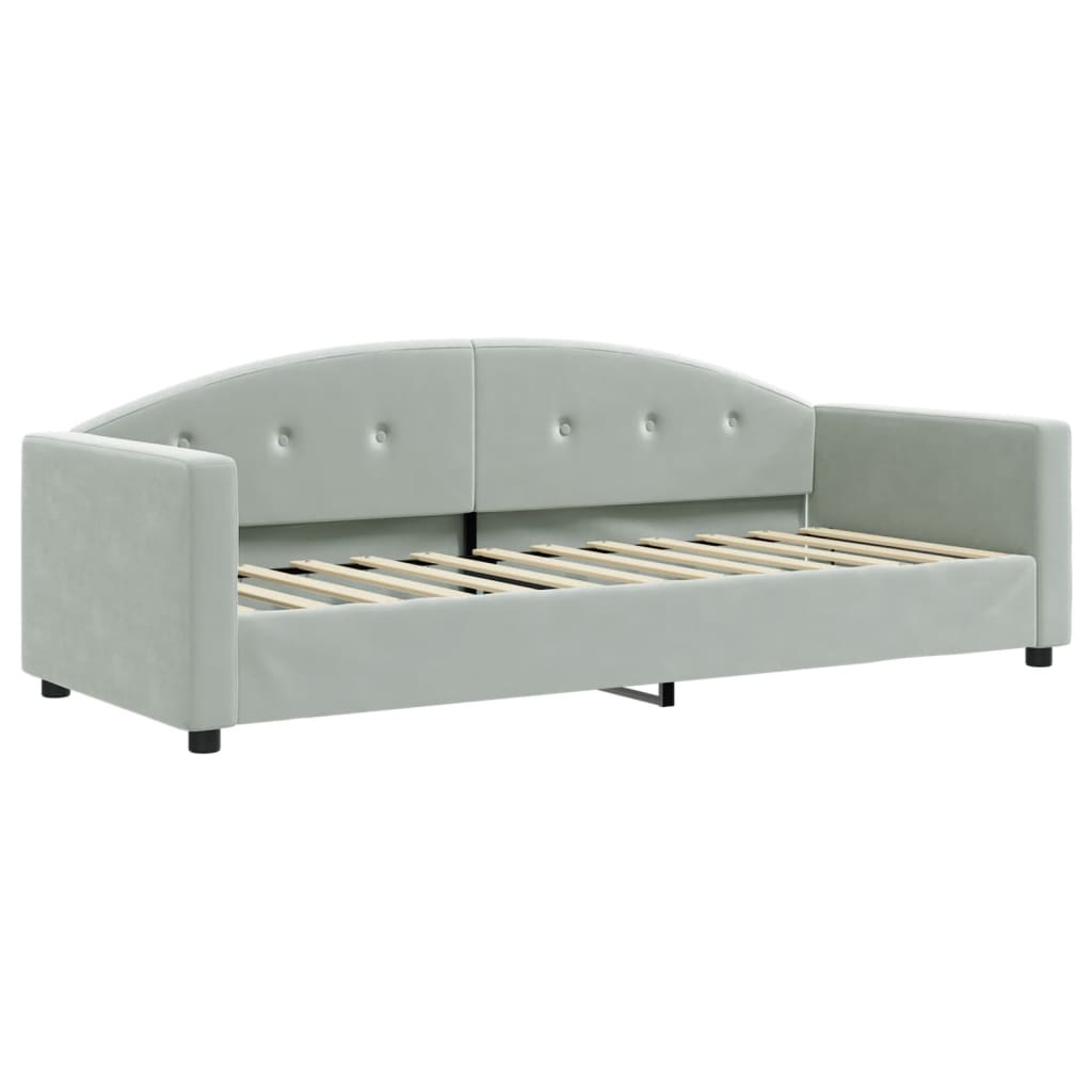 vidaXL Sofa rozsuwana z szufladami, jasnoszara, 80x200 cm, aksamit