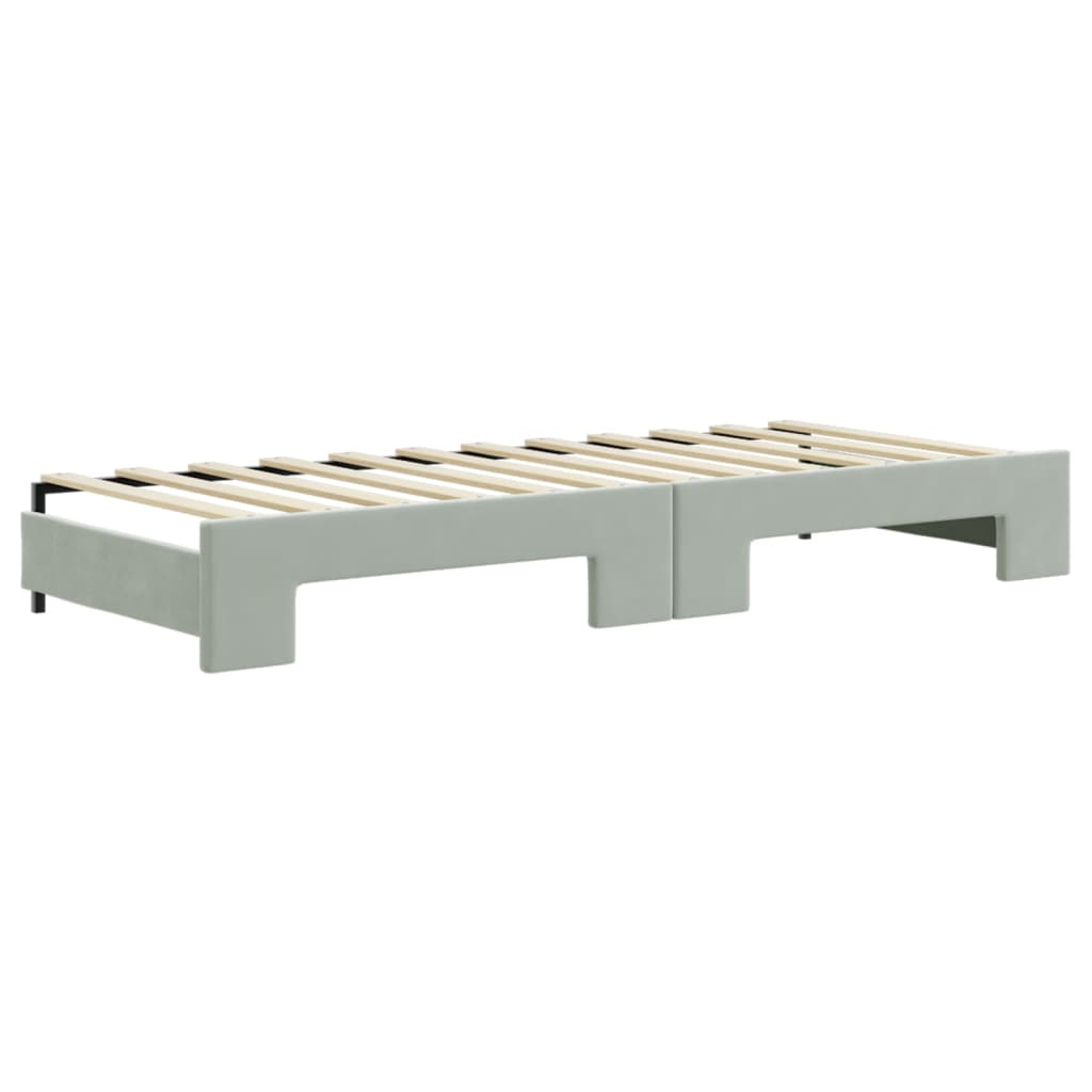 vidaXL Sofa rozsuwana z szufladami, jasnoszara, 80x200 cm, aksamit