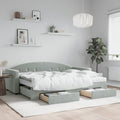 vidaXL Sofa rozsuwana z szufladami, jasnoszara, 80x200 cm, aksamit